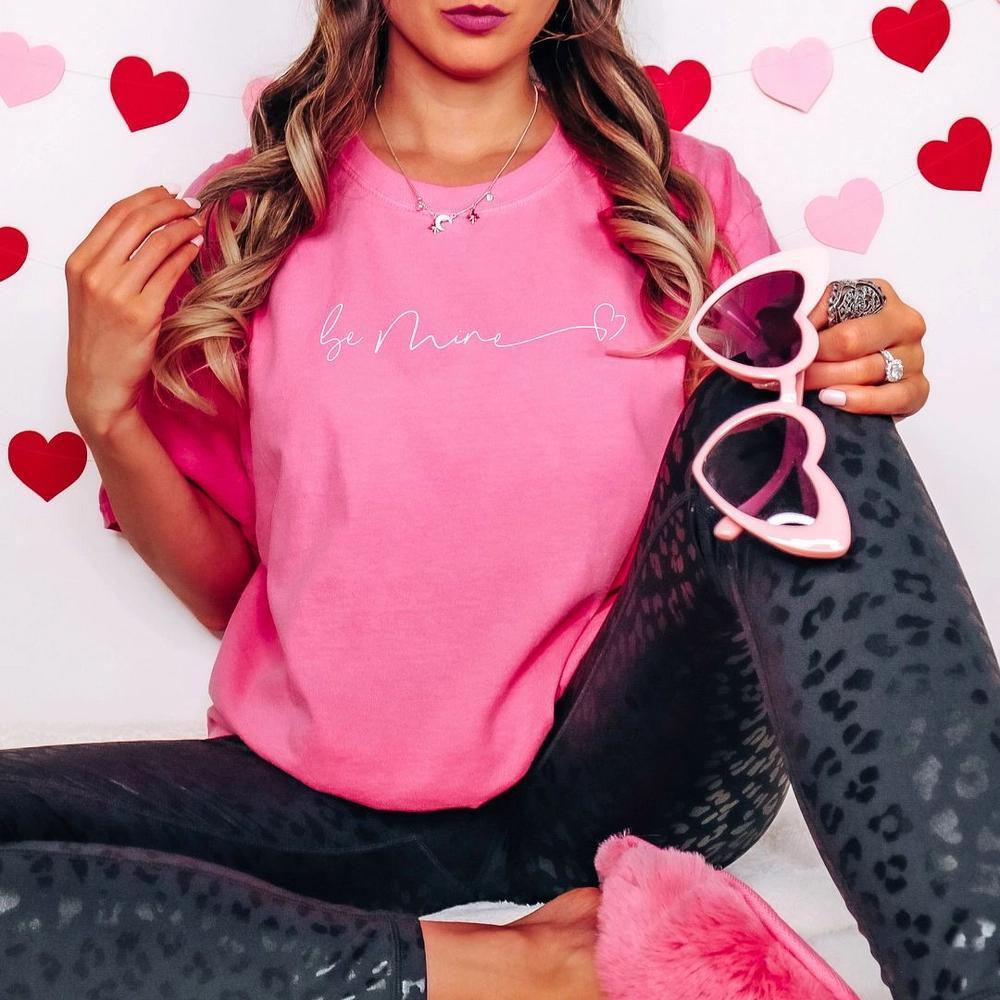 Simply Sage Market Women's Be Mine Heart Short Sleeve Garment Dyed Tee Product Image