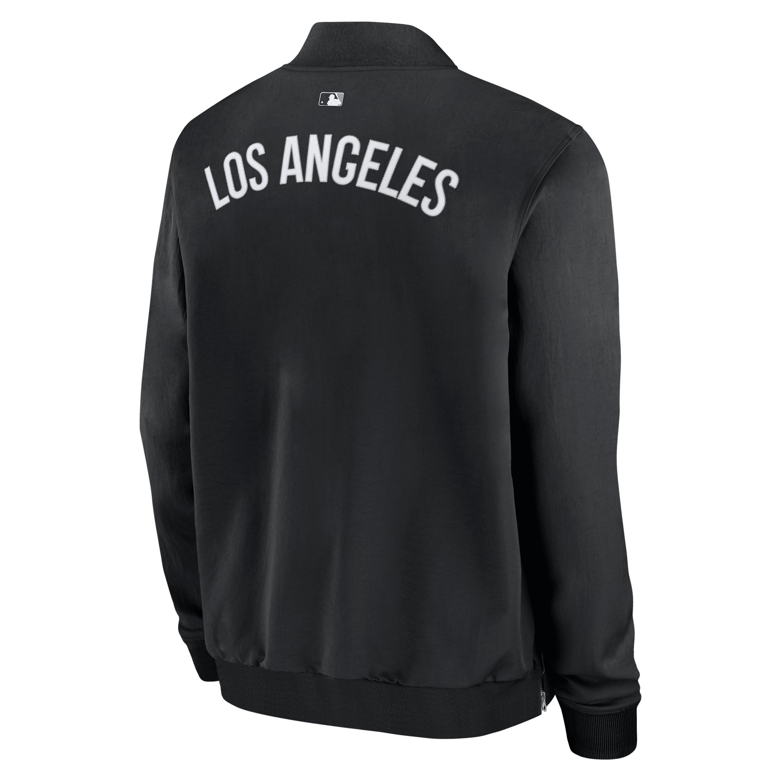 Atlanta Braves Authentic Collection Dugout Nike Men's MLB Full-Zip Bomber Jacket Product Image
