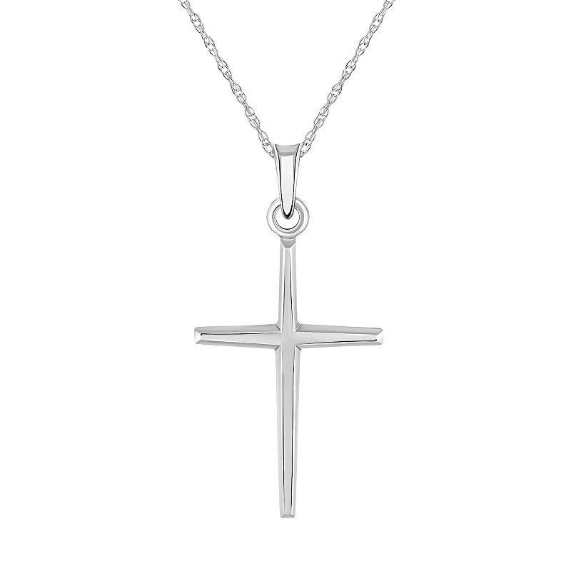14k Gold Slim Cross Pendant Necklace, Women's, Size: 18", White Product Image