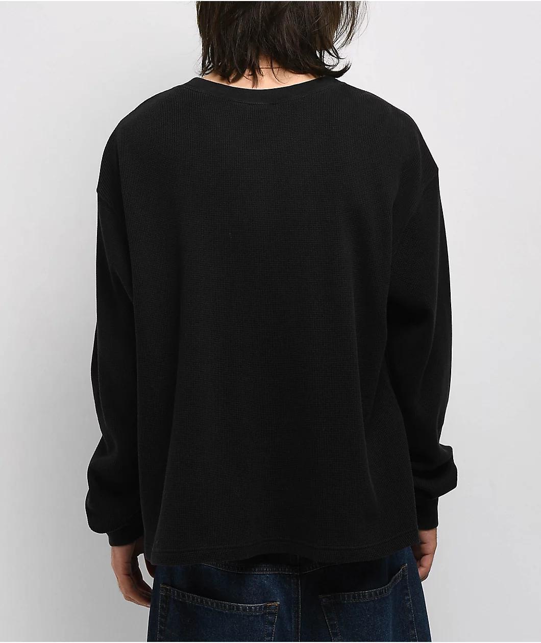 ITA Flux Vintage Black Thermal Long Sleeve Boxy T-Shirt Product Image