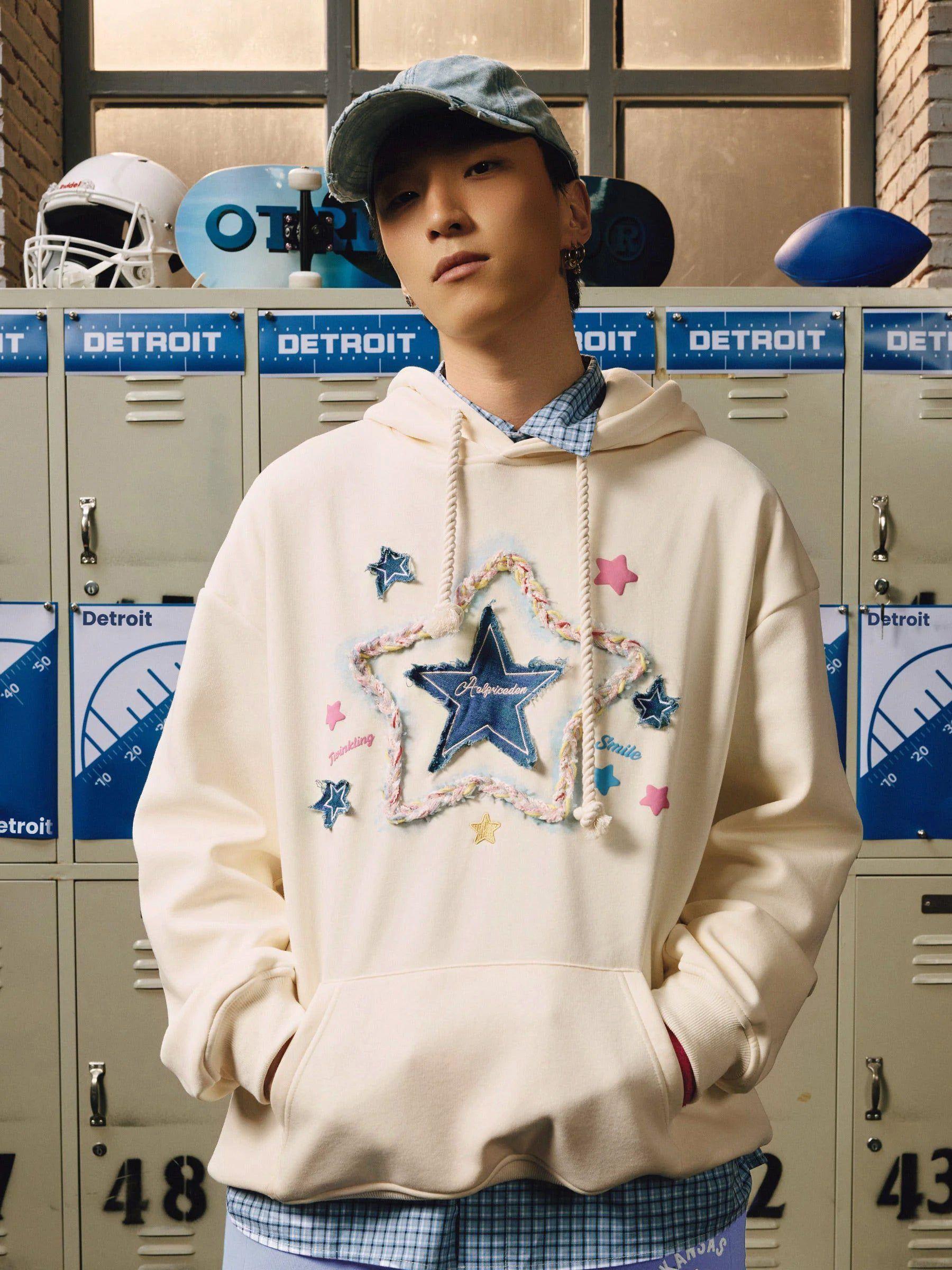 Aelfric Eden Denim Star Applique Hoodie Product Image