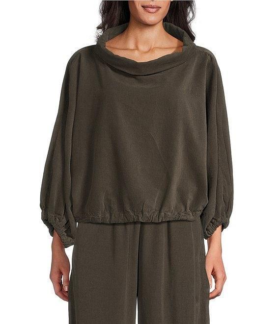 Bryn Walker Cotton Corduroy Cowl Neck Long Sleeve Elastic Trim Giovanna Shirt Product Image