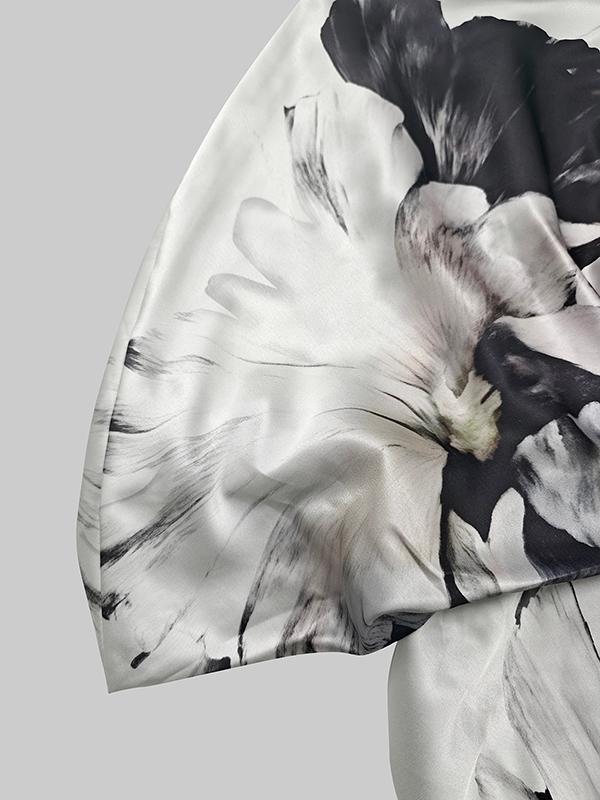 Batwing Sleeves Loose Asymmetric Floral Printed Split-Joint Split-Side One-Shoulder Evening Dresses Maxi Dresses Product Image