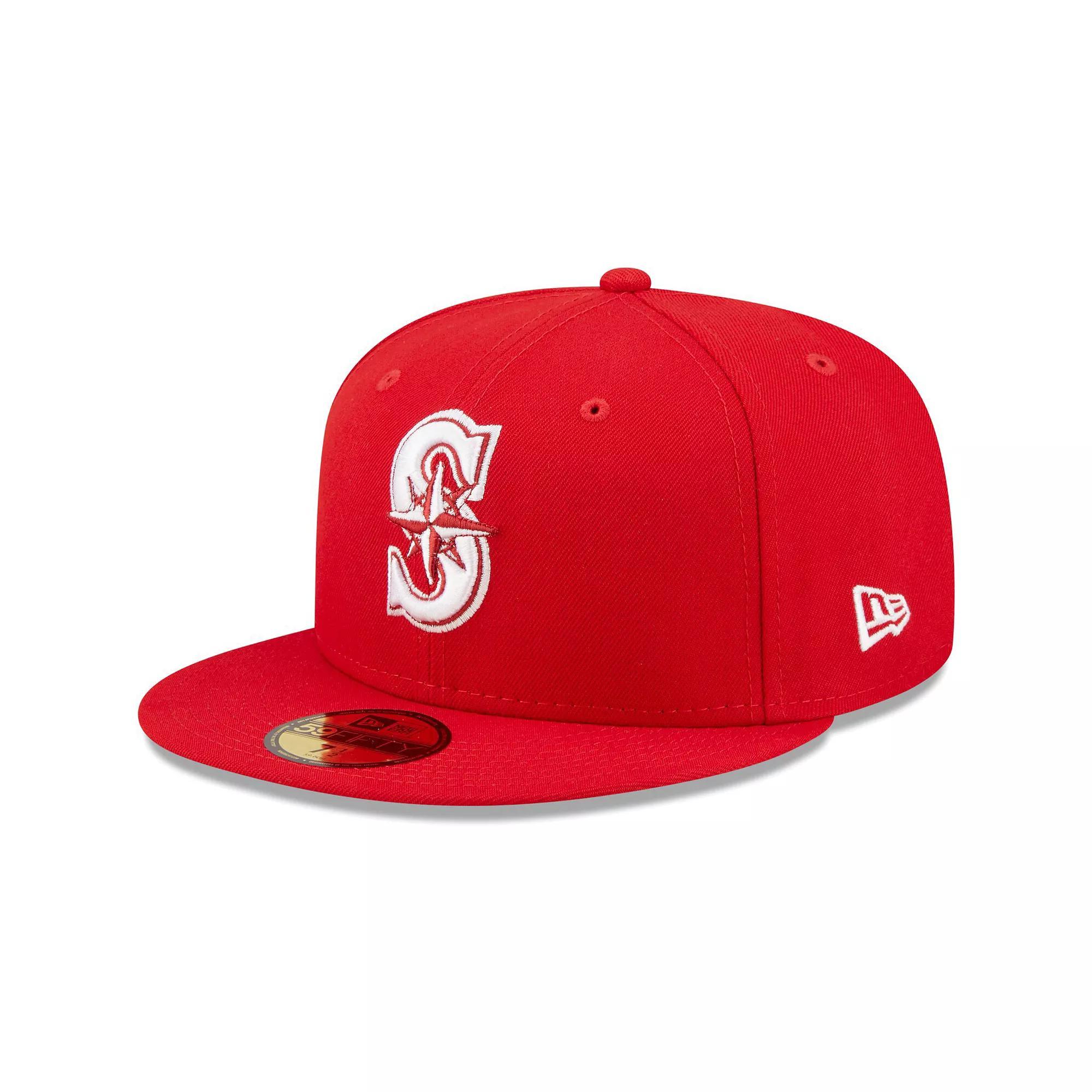 Men's New Era Red Seattle Mariners White Logo 59FIFTY Fitted Hat, Size: 6 7/8 Product Image
