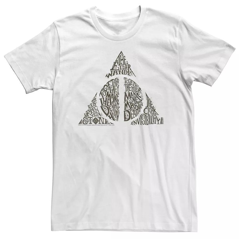 Big & Tall Harry Potter Deathly Hallows Sketch Text Fill Tee, Men's, Size: XXL Tall, White Product Image