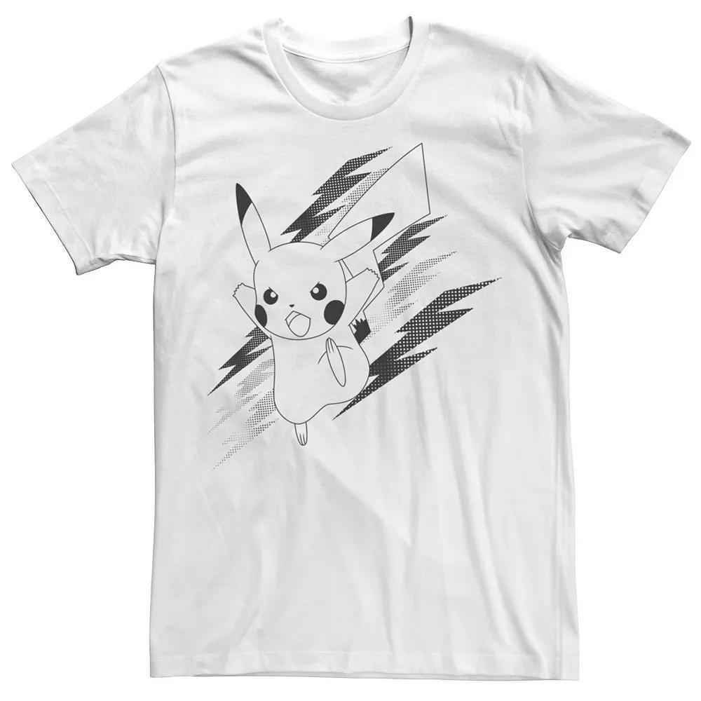 Men's Pokemon Pikachu Lightning Bolts Tee, Size: Large, White Product Image