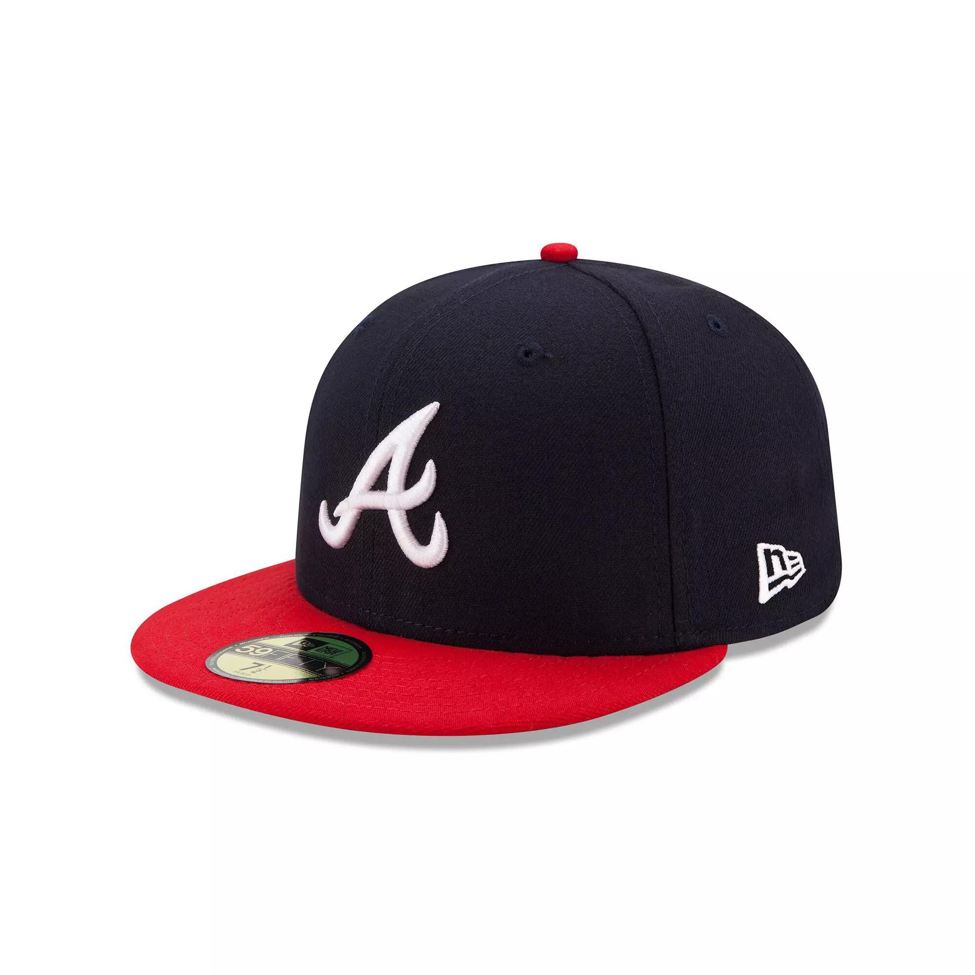 Mens New Era /Red Atlanta Braves Home Authentic Collection On-Field 59FIFTY Fitted Hat Blue Product Image