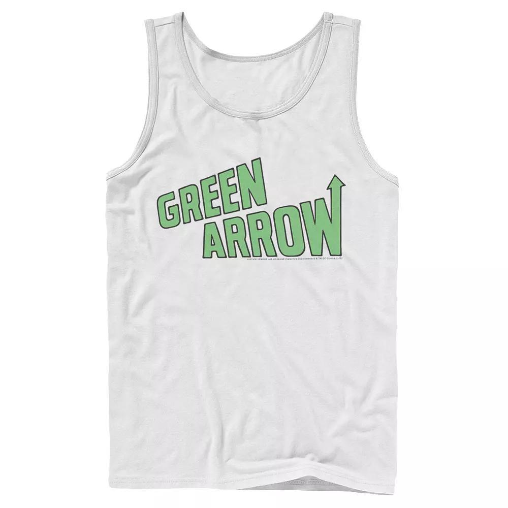 Men's DC Comics The Green Arrow Text Poster Tank Top, Size: Large, White Product Image