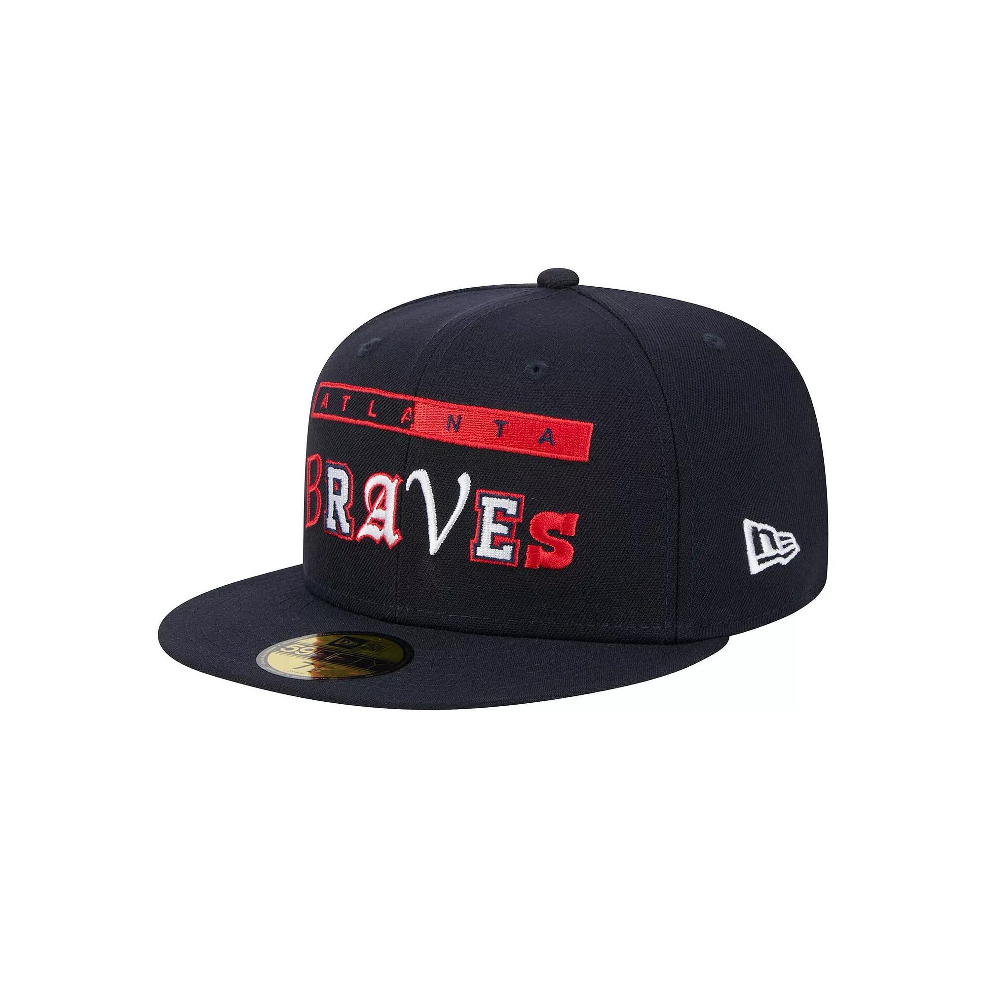 Men's New Era Navy Atlanta Braves Ransom 59FIFTY Fitted Hat, Size: 6 7/8, Blue Product Image