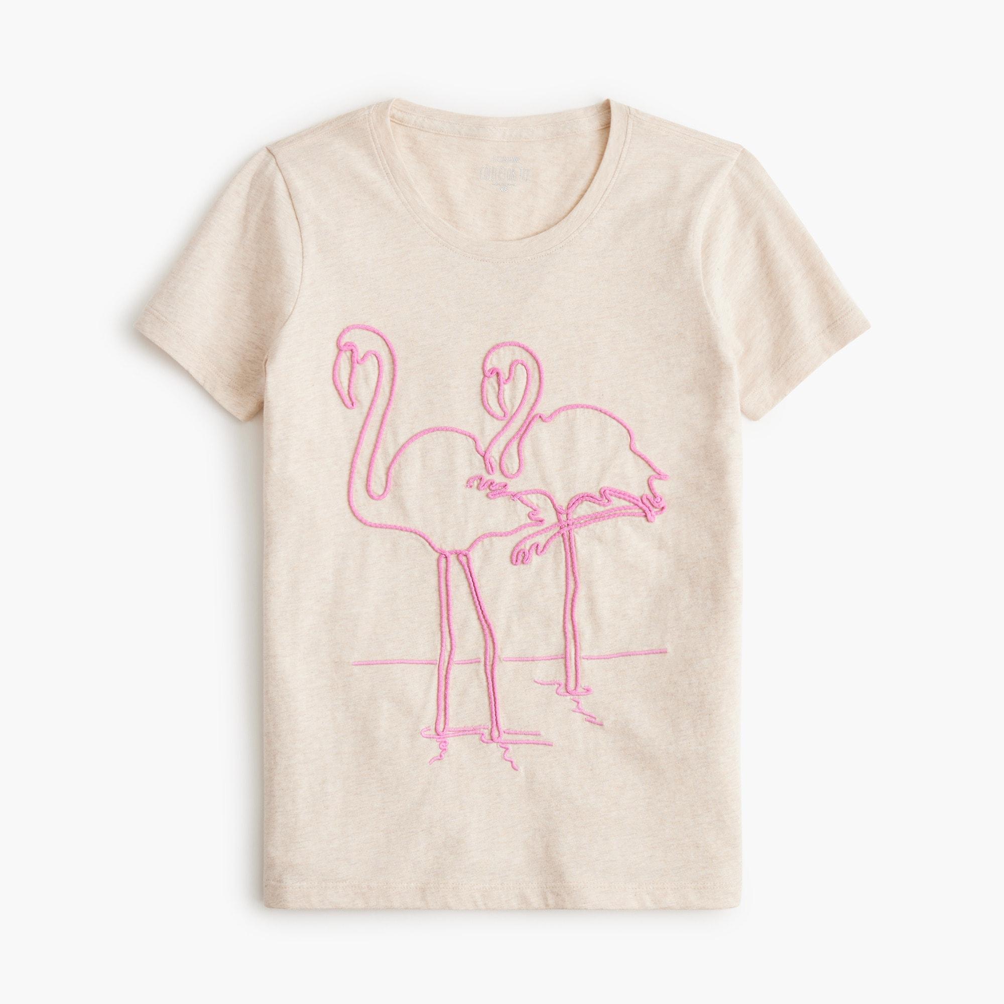 Embroidered flamingo graphic tee Product Image