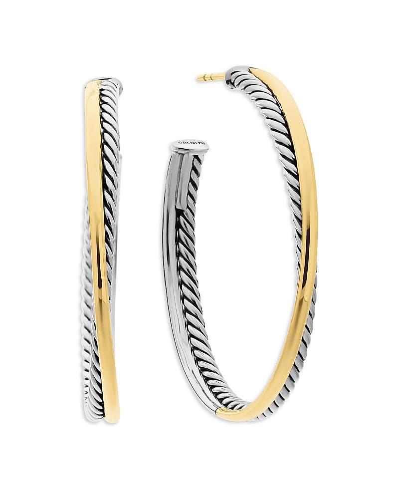 David Yurman Sterling Silver & 18K Yellow Gold Crossover Xl Hoop Earrings Product Image