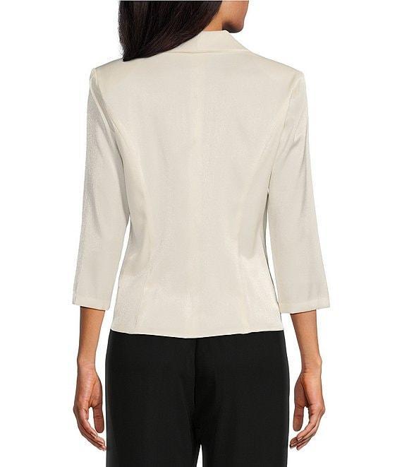 Alex Evenings 3/4 Sleeve Collar Neck Shimmer Satin Blouse Product Image