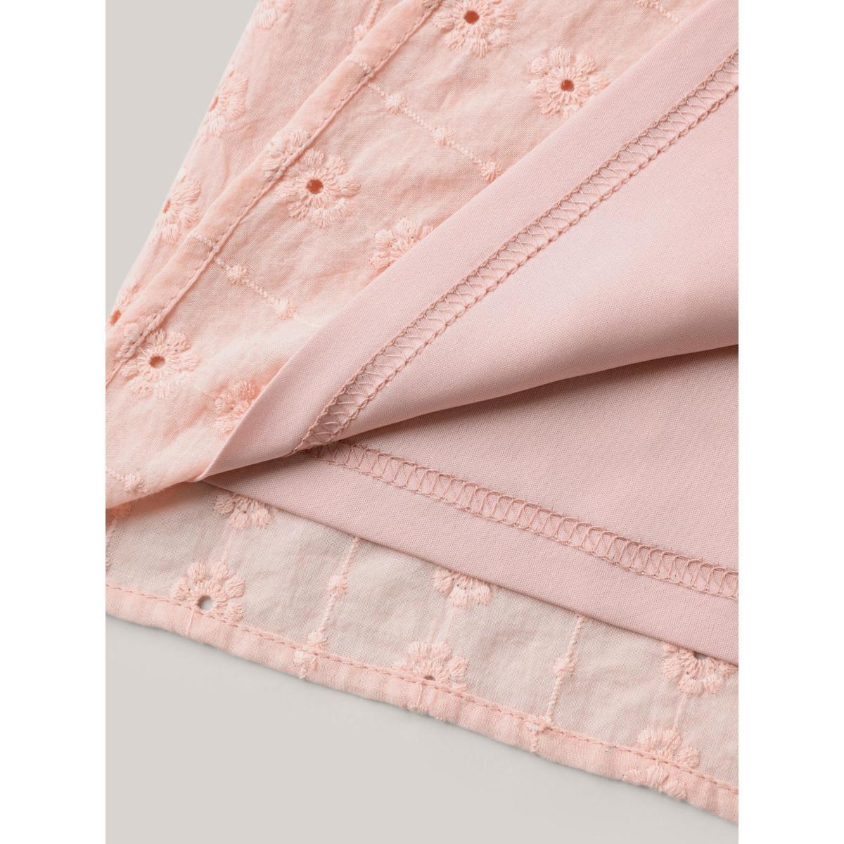 Plus Size Dirtypink Textured Frill Trim Square Neck Blouse Women Elegant Short sleeve Square Neck Everyday Blouses BloomChic 10/M Product Image