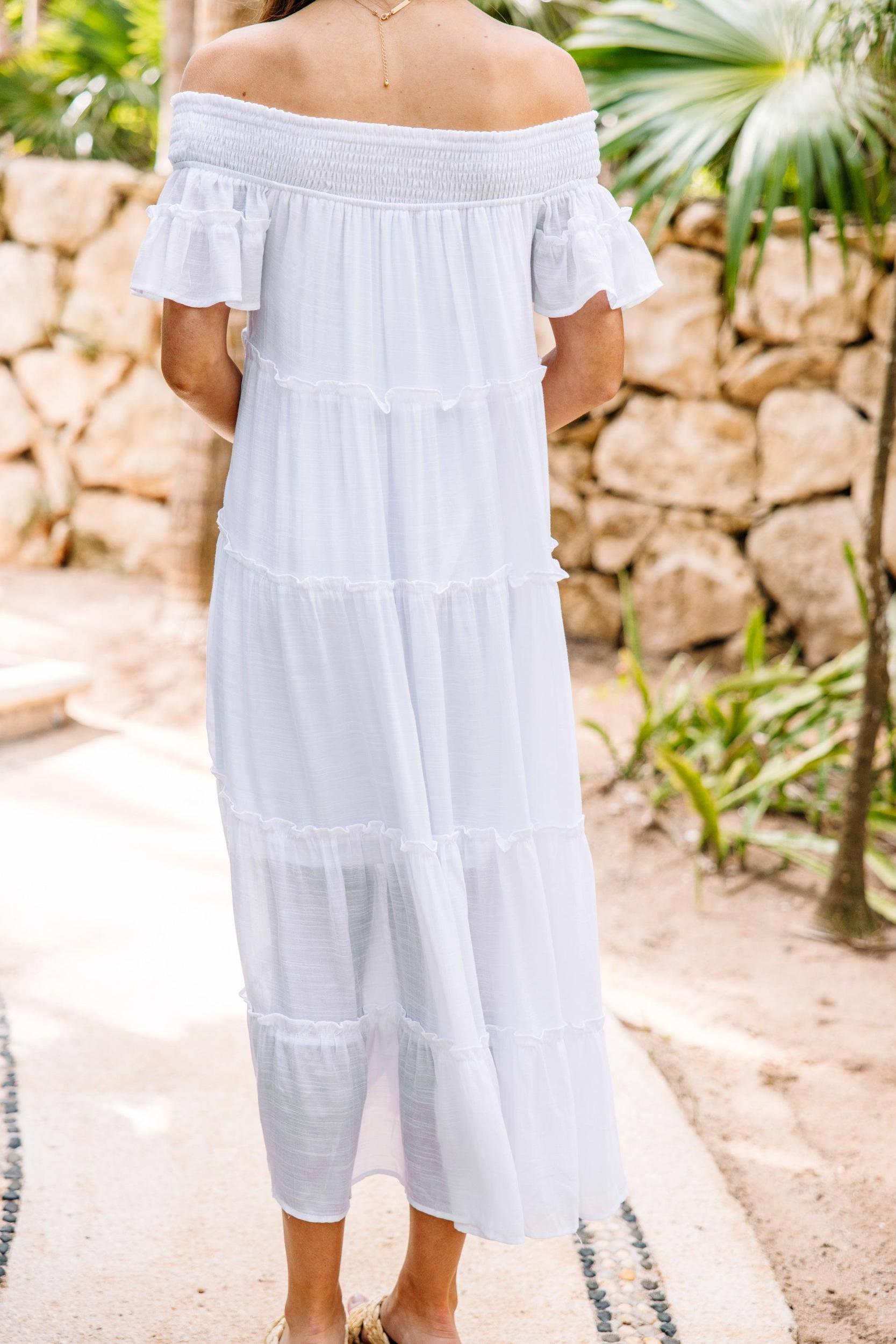 Create Your Joy White Tiered Midi Dress Female Product Image