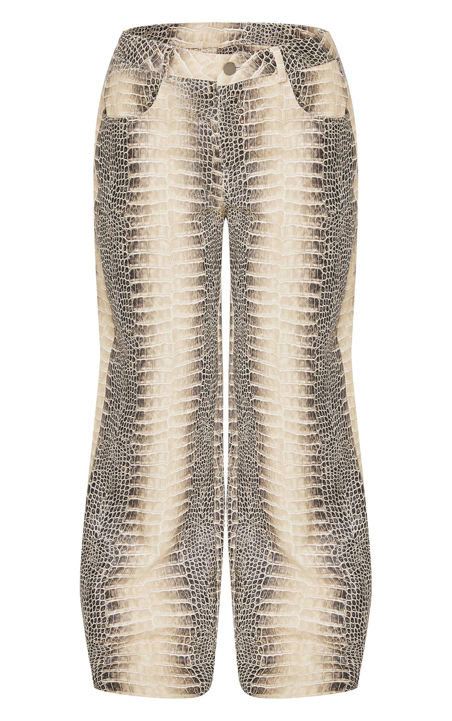 Petite Snake Print Low Waist Wide Leg Pants Product Image