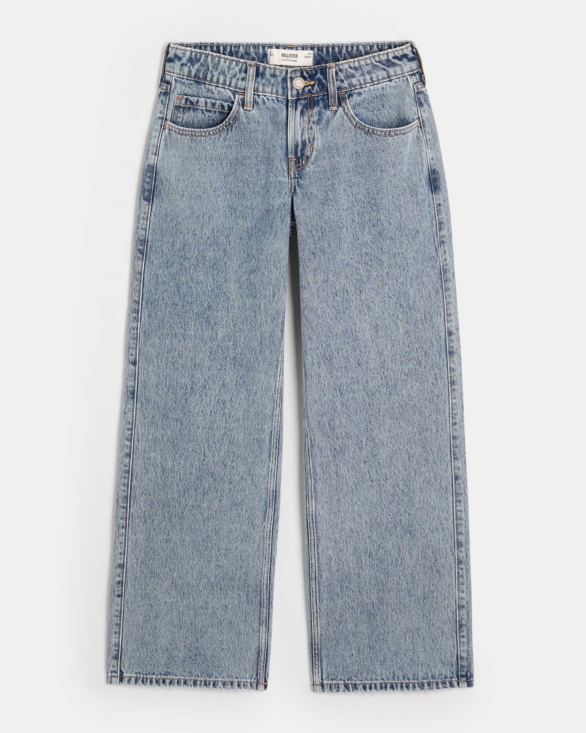Low-Rise Medium Wash Baggy Jeans Product Image