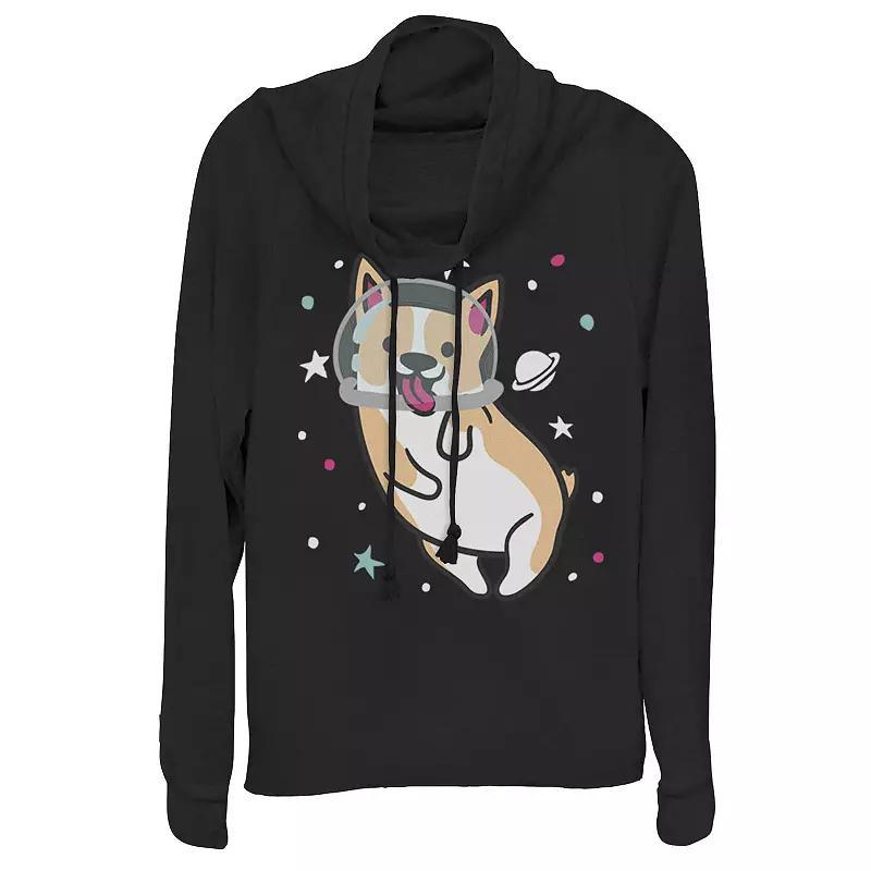 Juniors Space Corgi Cowlneck Graphic Lightweight Long Sleeve, Girls Product Image