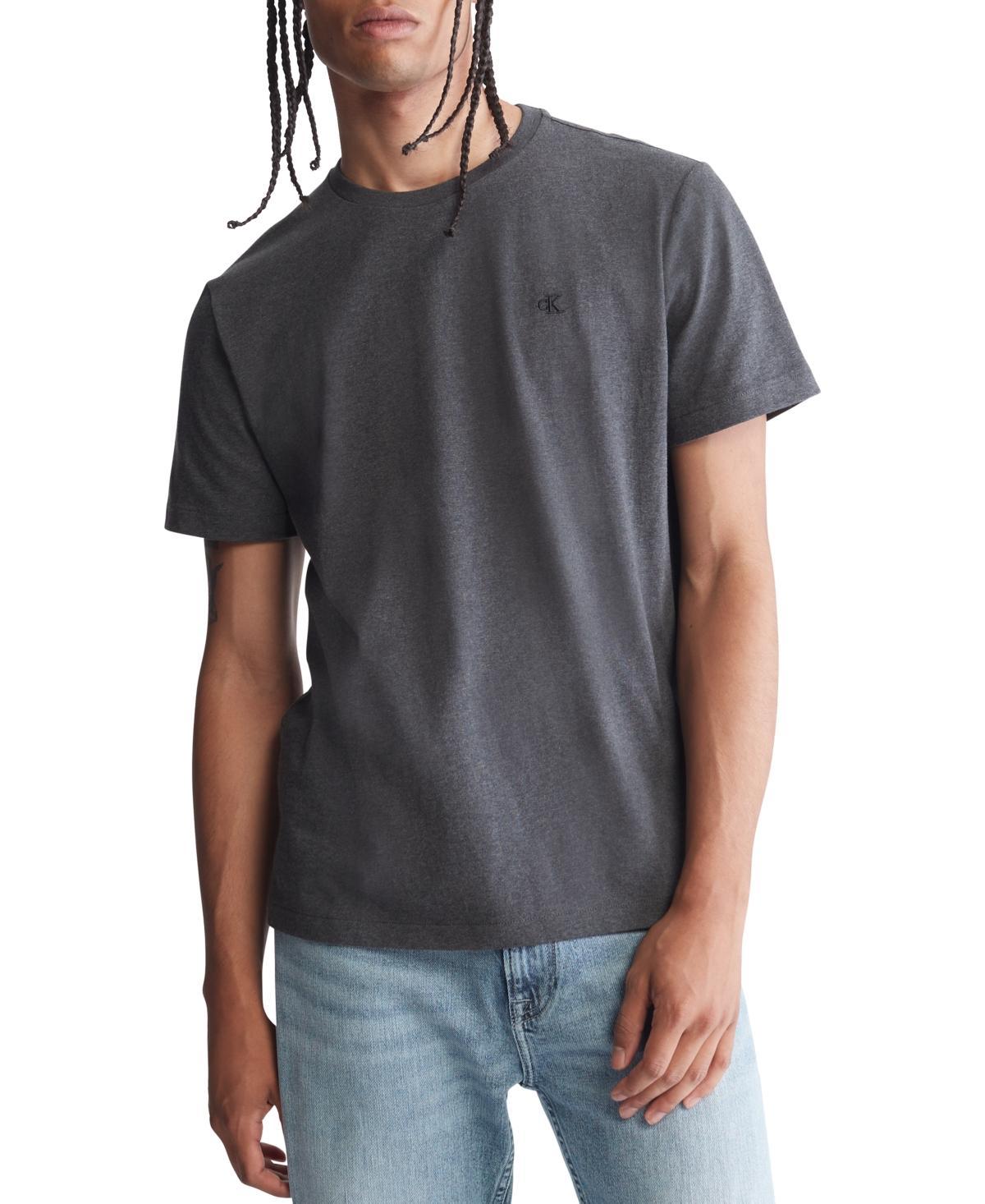 Calvin Klein Men's Smooth Cotton Monogram Logo T-Shirt - Grey - XXL Product Image