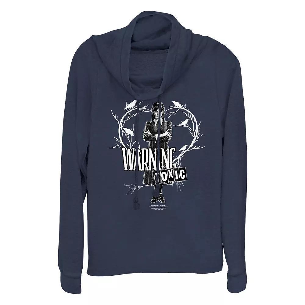 Plus Size Wednesday Warning Toxic Heart Cowlneck Graphic Lightweight Long Sleeve, Women's, Size: 3XL, Blue Product Image