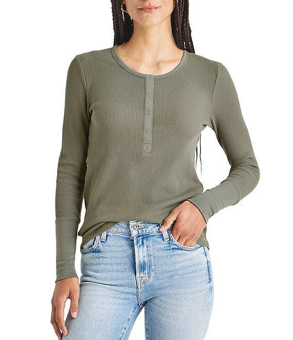 Splendid Thermal Forever Shirttail Hem Henley Long Sleeve Shirt Product Image