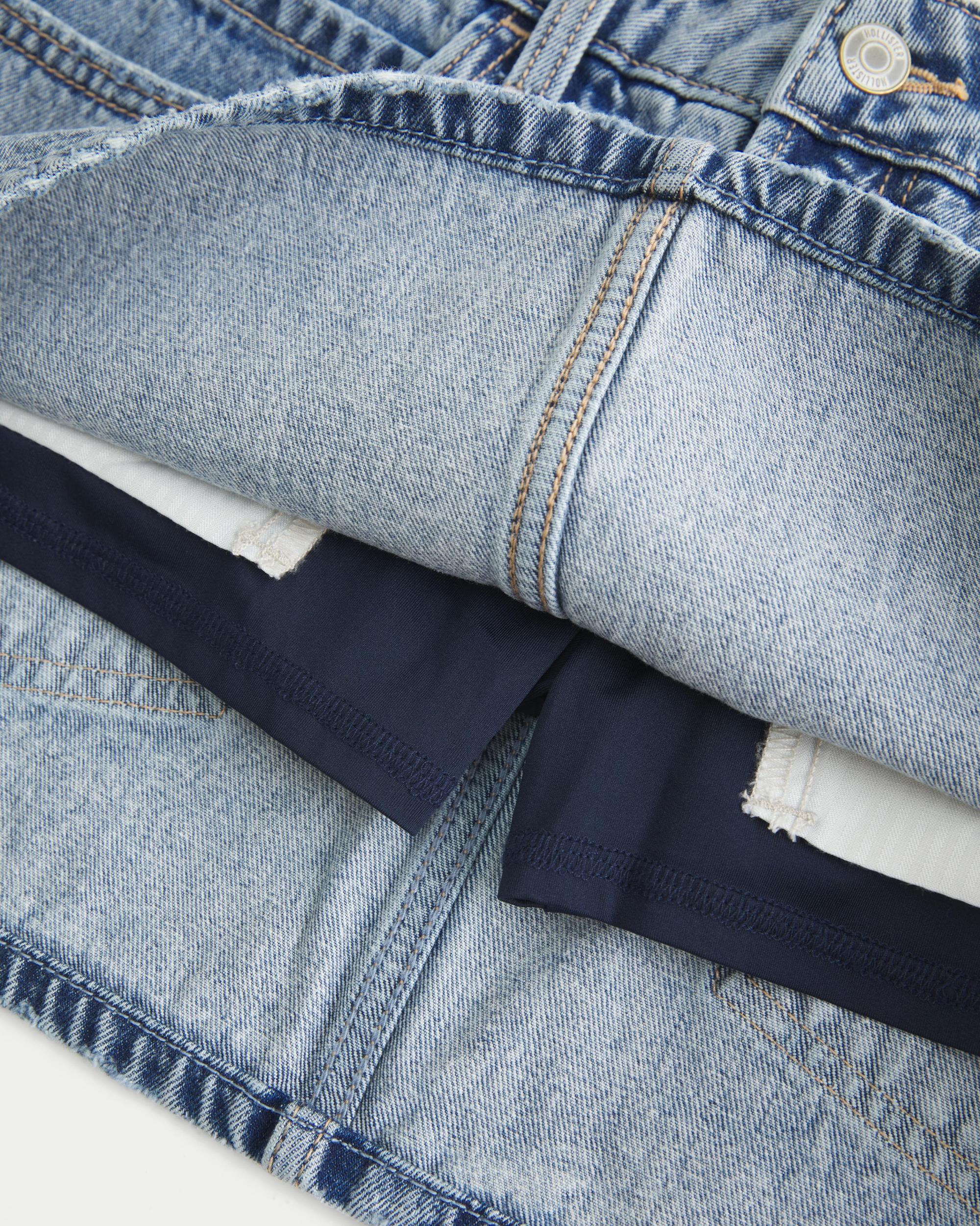 Low-Rise Light Wash Denim Mini Skort Product Image