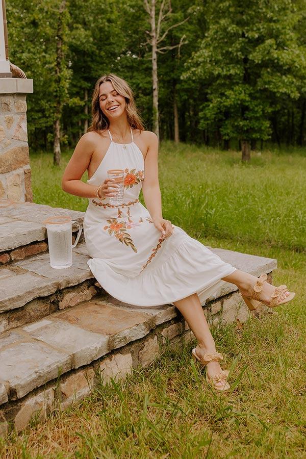 Sunset Meadow Floral Embroidered Maxi Dress Product Image