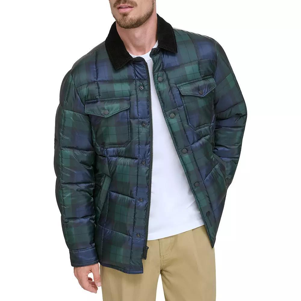 Men's Dockers® Midweight Quilted Shacket with Corduroy Collar, Size: Small, Blackwatch Plaid Product Image