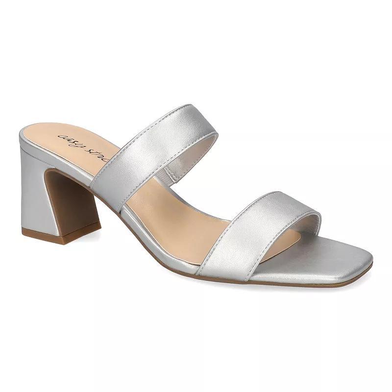 Easy Street Clovelle Women's Square Toe Block Heel Sandals, Size: 7, Silver Product Image
