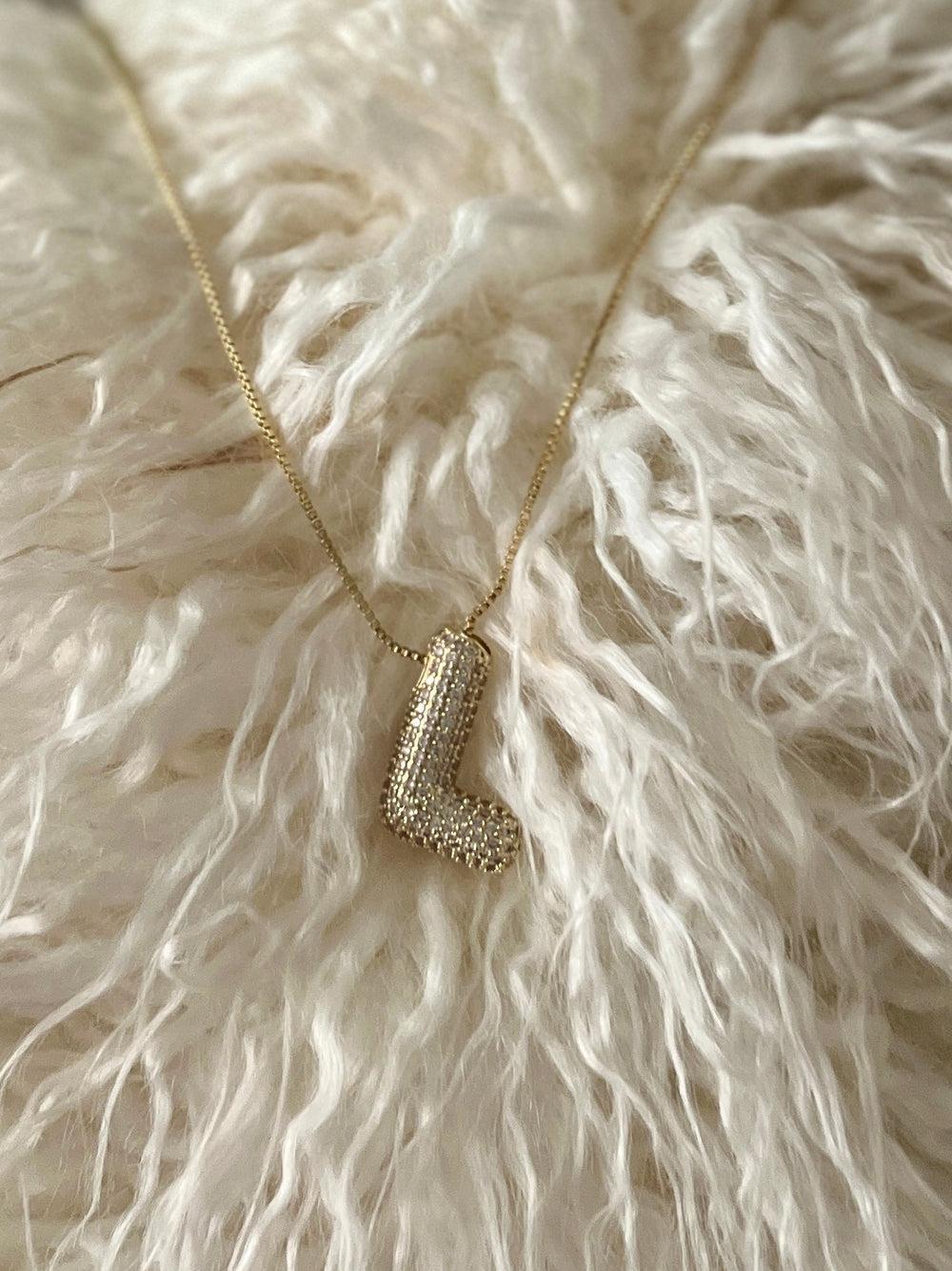 Rhinestone Bubble Letter Necklace Product Image
