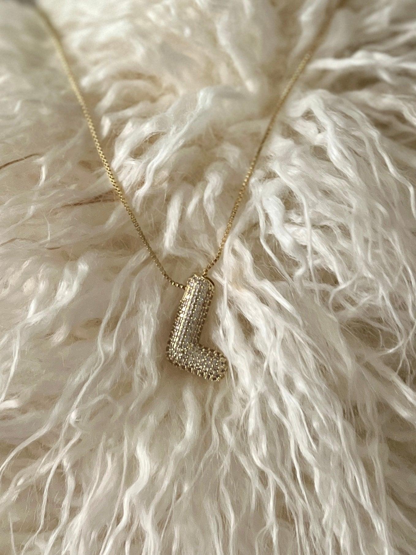 Rhinestone Bubble Letter Necklace Product Image