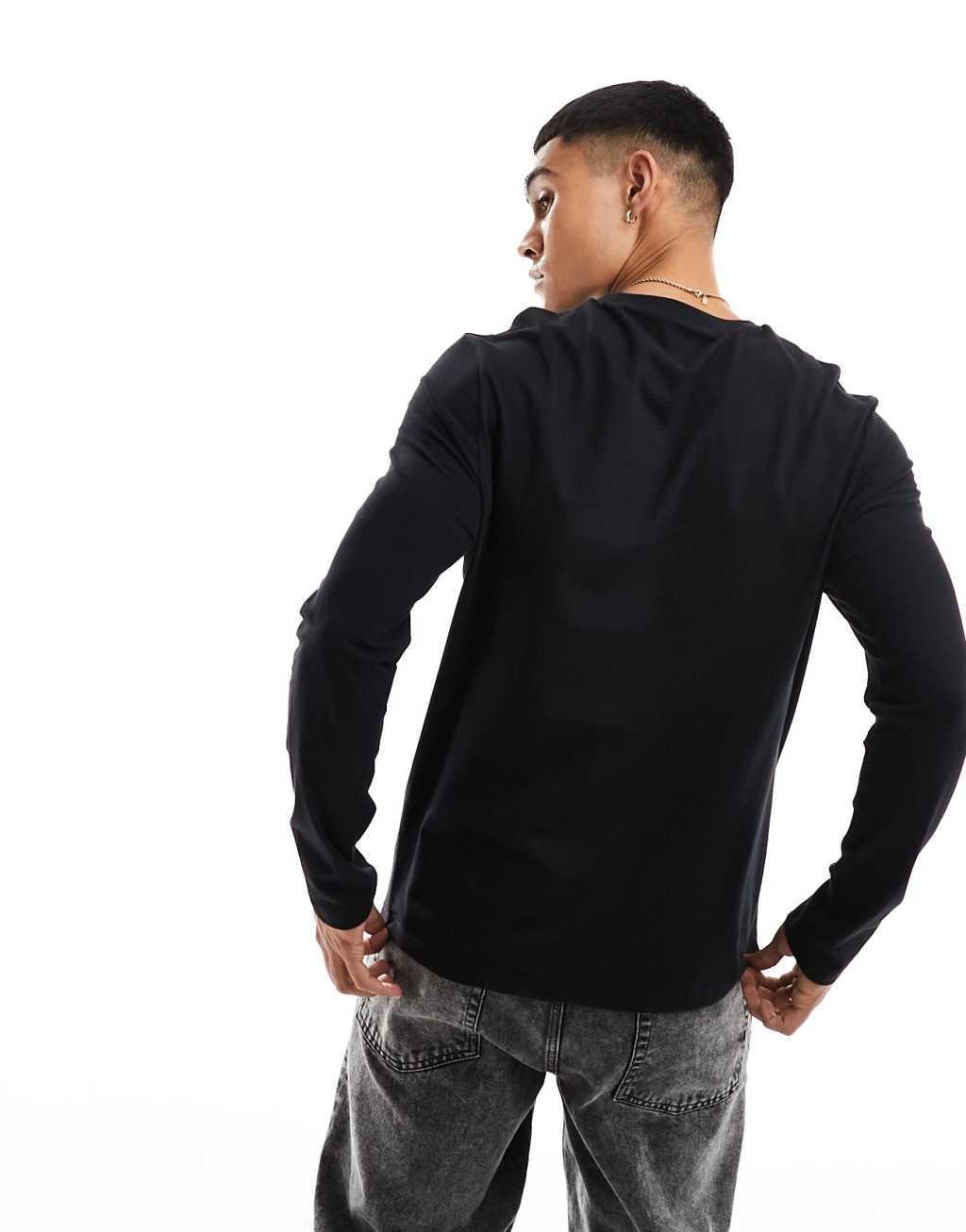 ASOS DESIGN essential long sleeve crew neck T-shirt in black Product Image