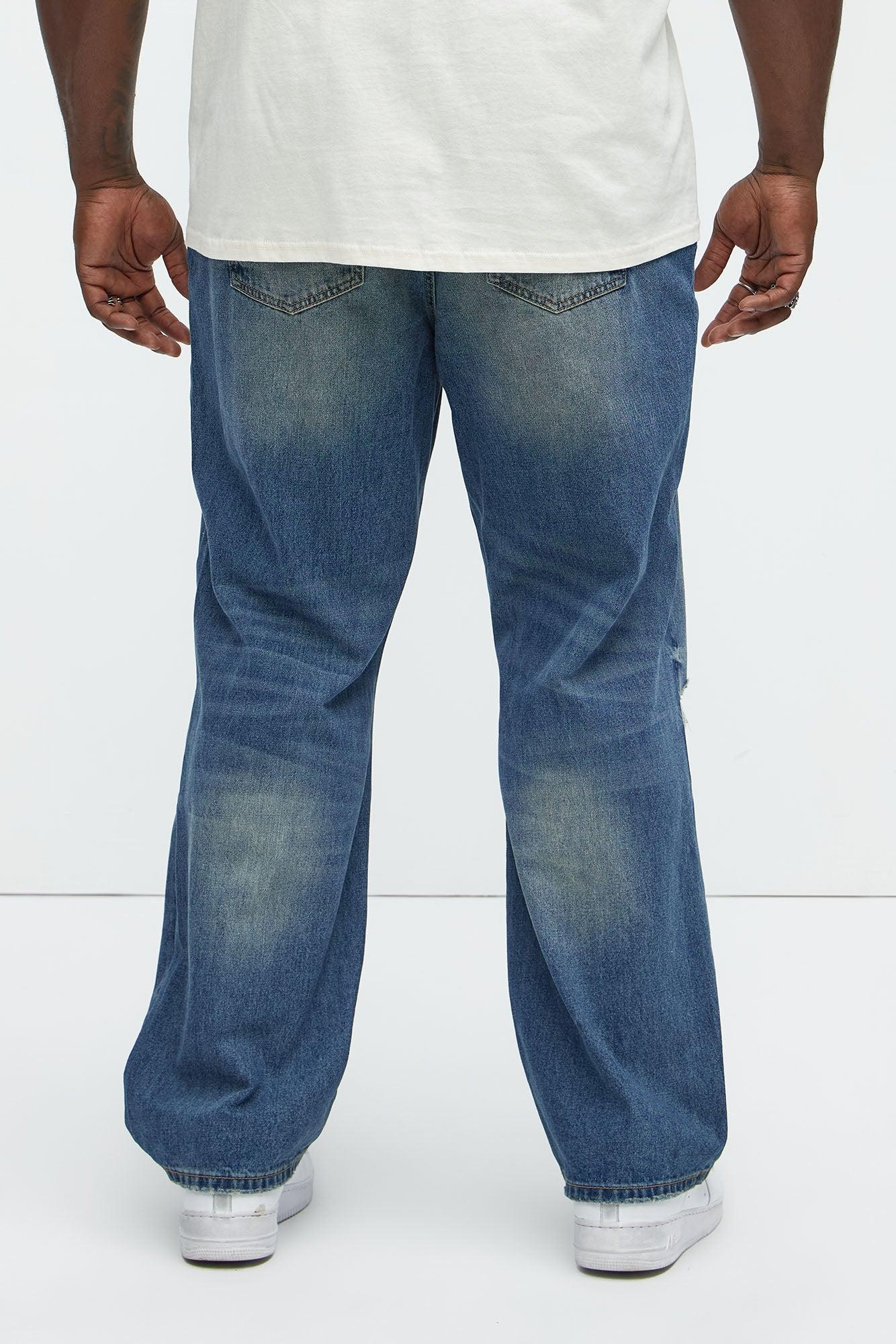 Rocky Distressed Straight Jeans - Vintage Blue Wash Product Image