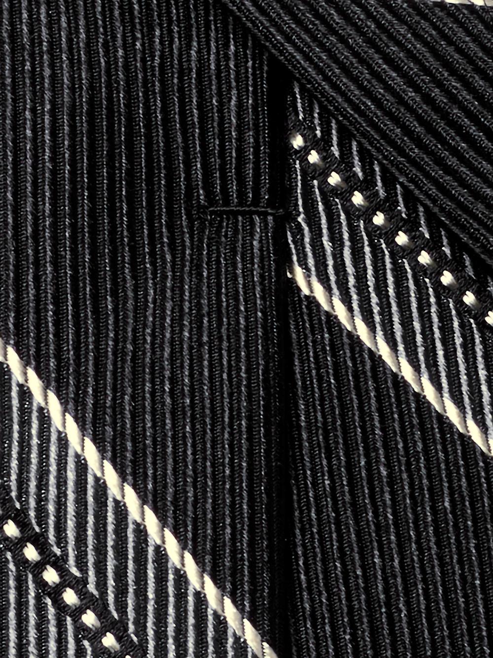Stripe Woven Silk Tie - Black/grey Product Image