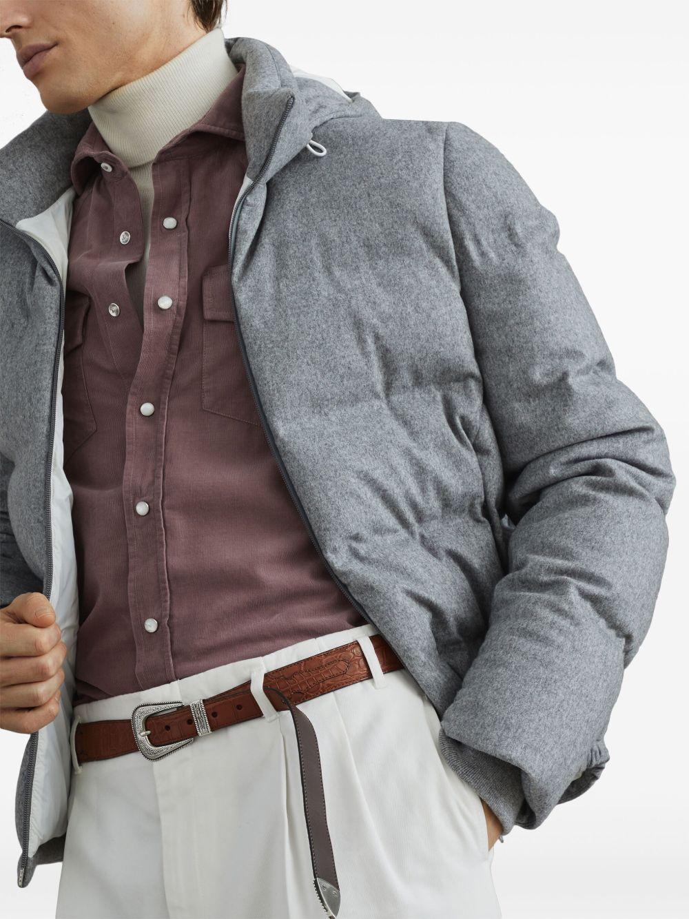 quilted hooded down jacket Product Image