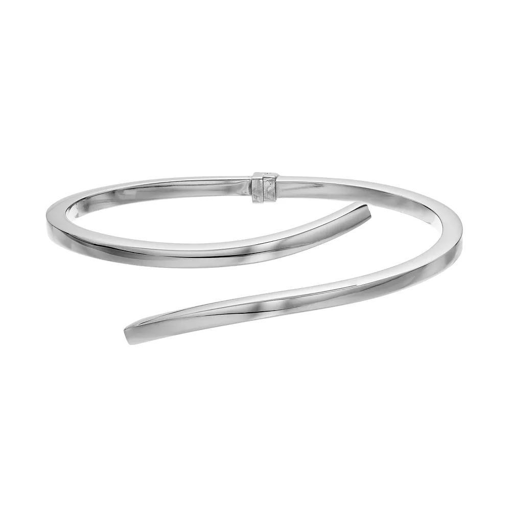 Sterling Silver Hinged Bypass Bangle Bracelet, Women's Product Image