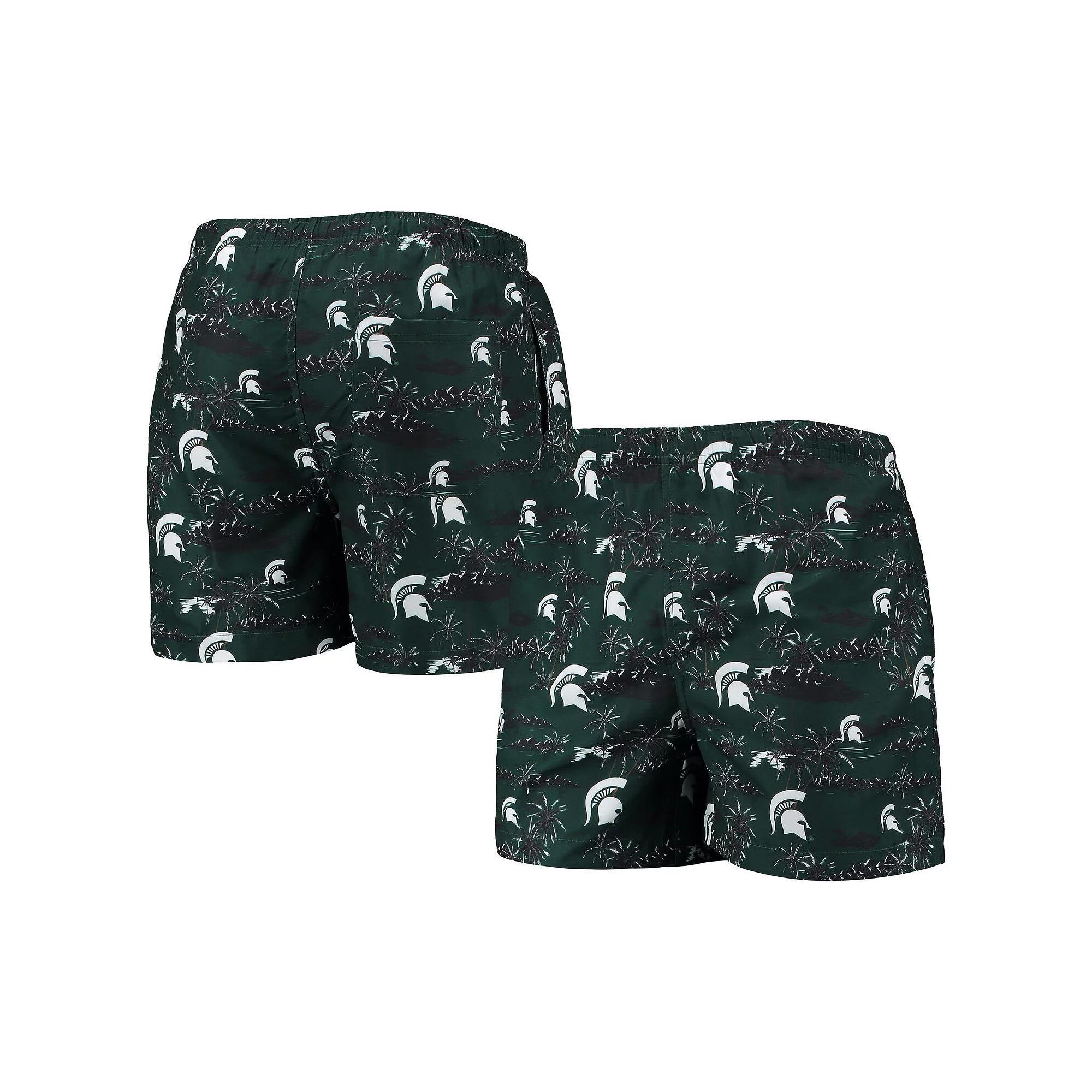 Men's FOCO Green Michigan State Spartans Island Palm Swim Trunks, Size: 2XL Product Image