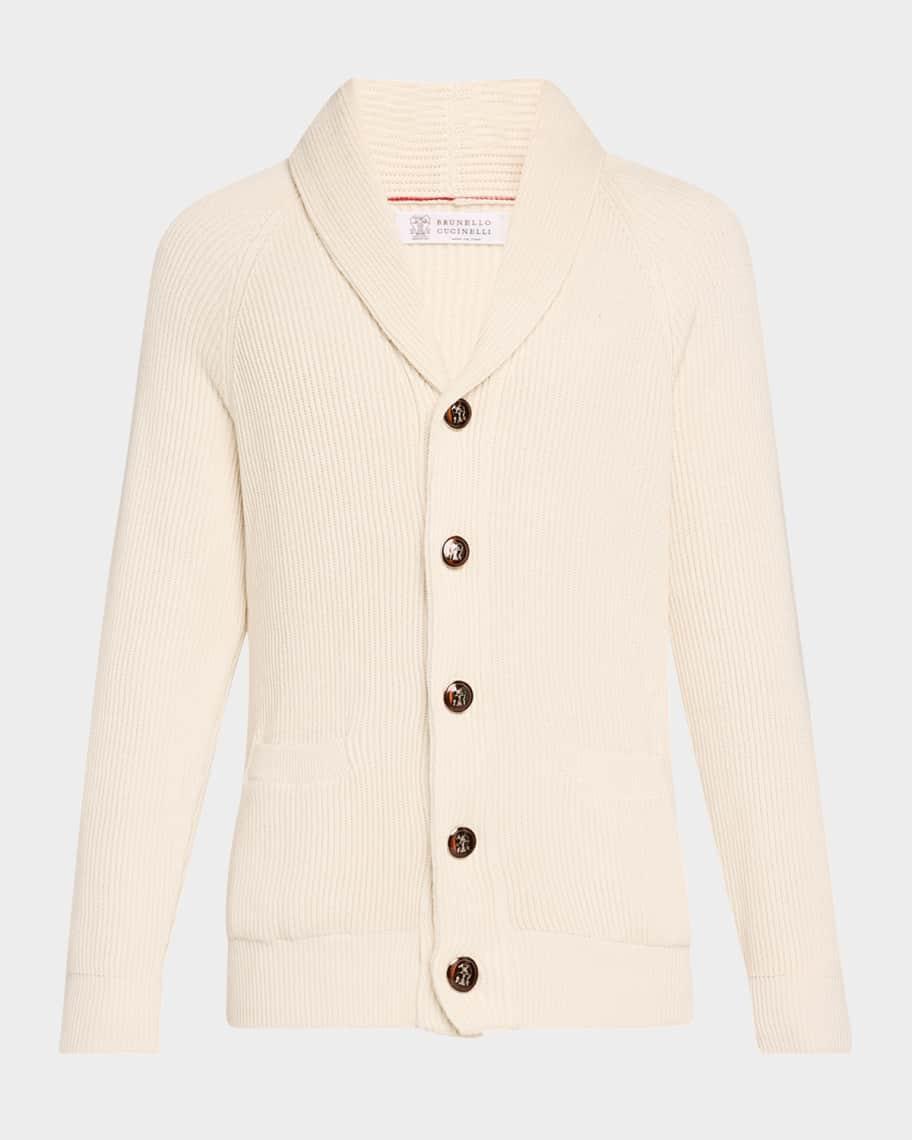 Mens Ribbed Cotton Shawl Cardigan Product Image