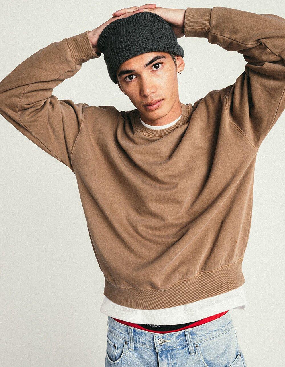 RSQ Mens Washed Oversized Crewneck Sweatshirt - PINK Product Image