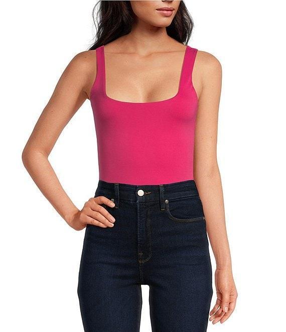 Good American Scuba Knit Modern Square Neck Sleeveless Wide Strap Tank Bodysuit Product Image