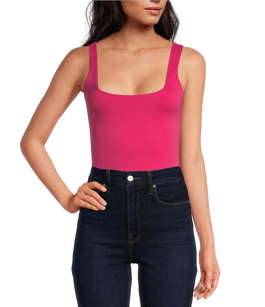 Good American Scuba Knit Modern Square Neck Sleeveless Wide Strap Tank Bodysuit Product Image