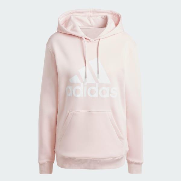 adidas Essentials Big Logo Regular Fleece Hoodie Sandy Pink XL Womens Product Image