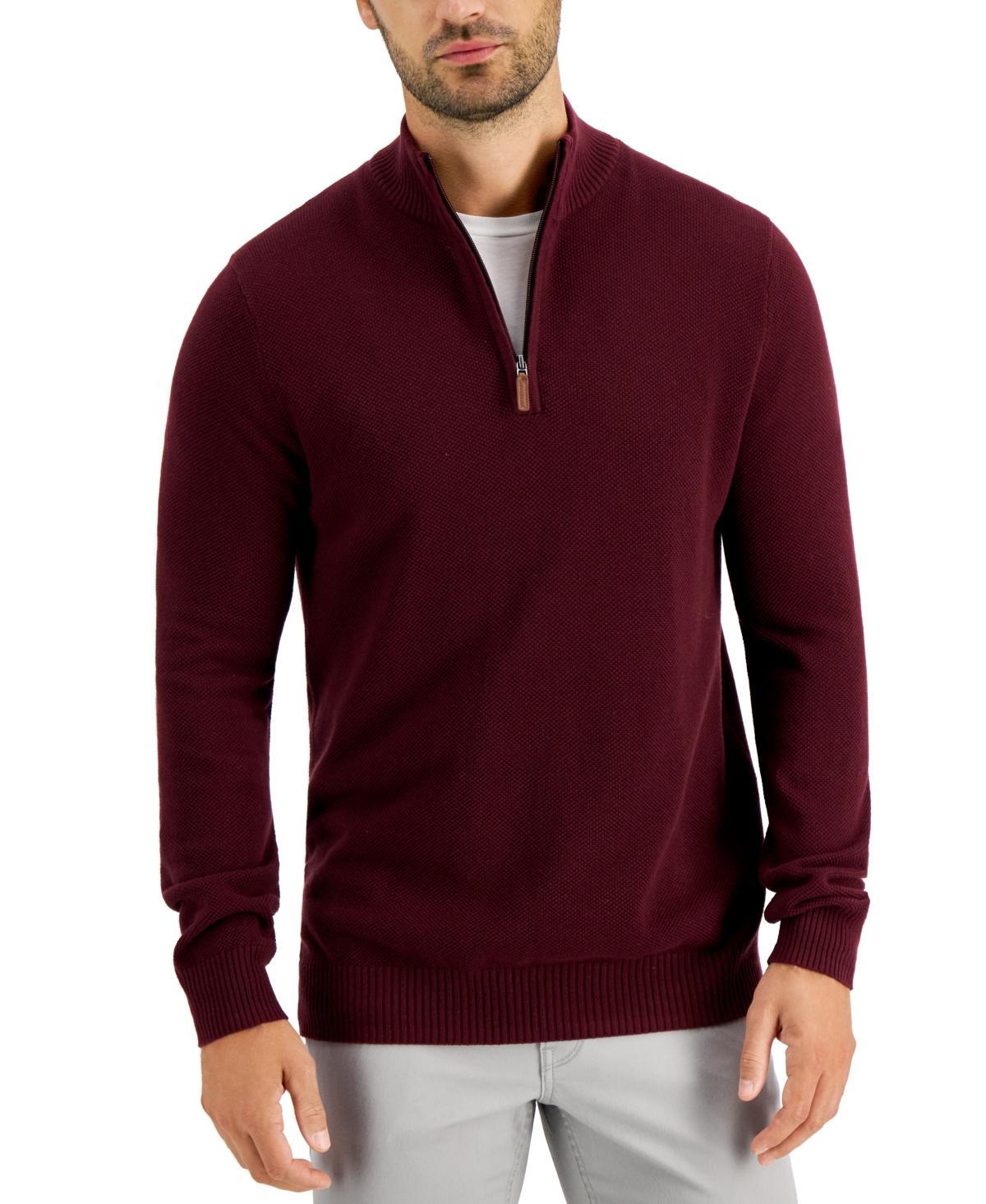 Club Room Mens Quarter-Zip Textured Cotton Sweater, Created for Macys Product Image