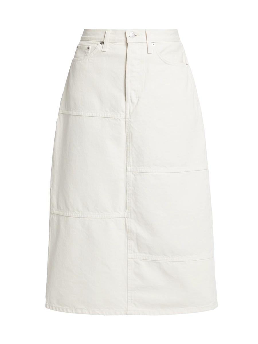 Womens Mid-Rise Denim Midi-Skirt Product Image