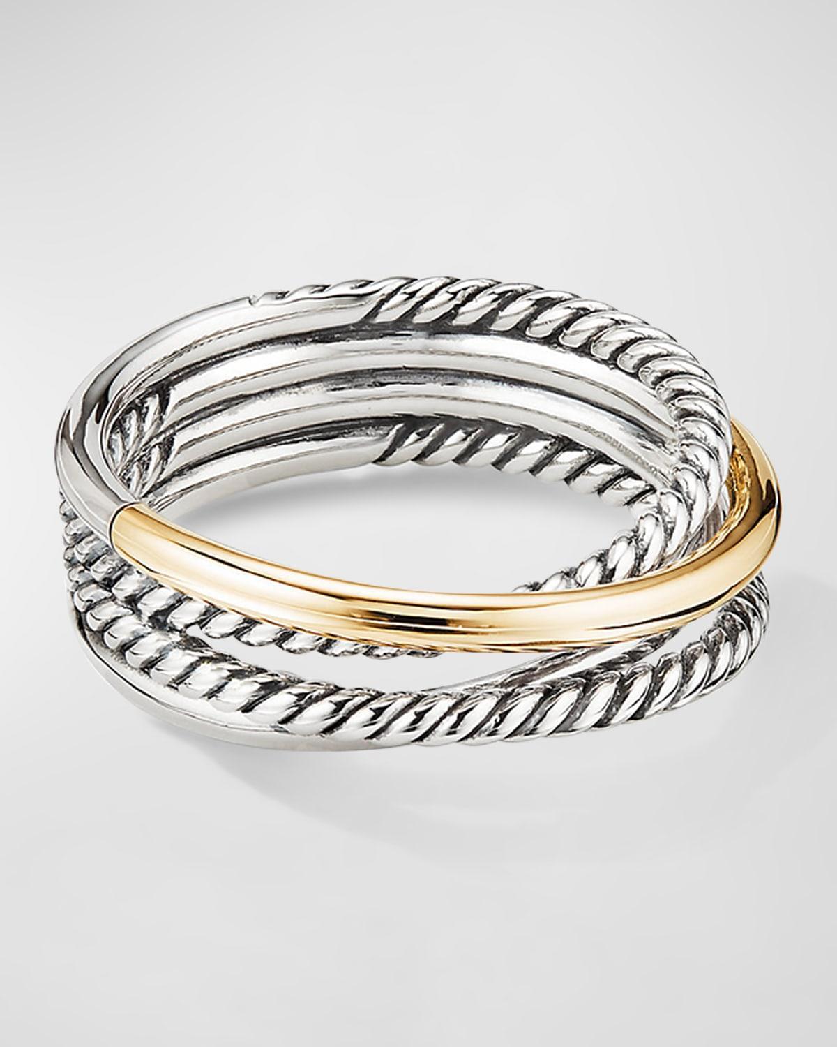David Yurman Sterling Silver & 18K Yellow Gold Crossover Narrow Ring Product Image