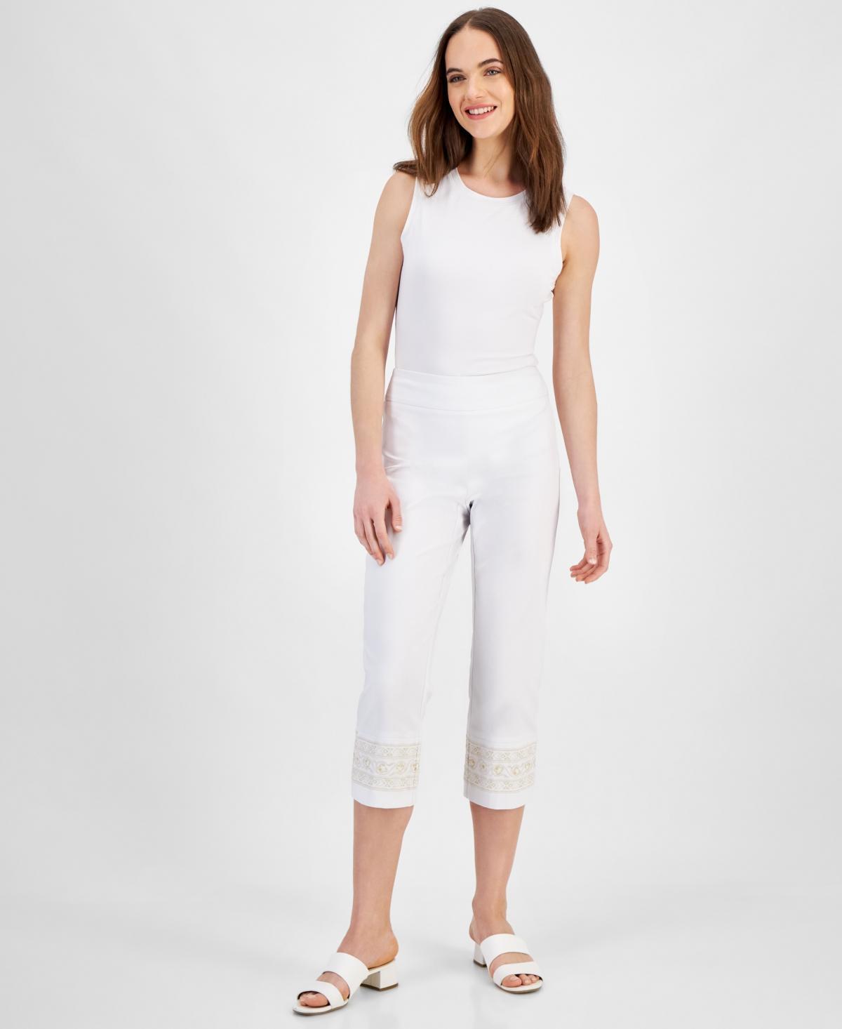 Jm Collection Womens Embroidered-Hem Capri Pants, Created for Macys Product Image