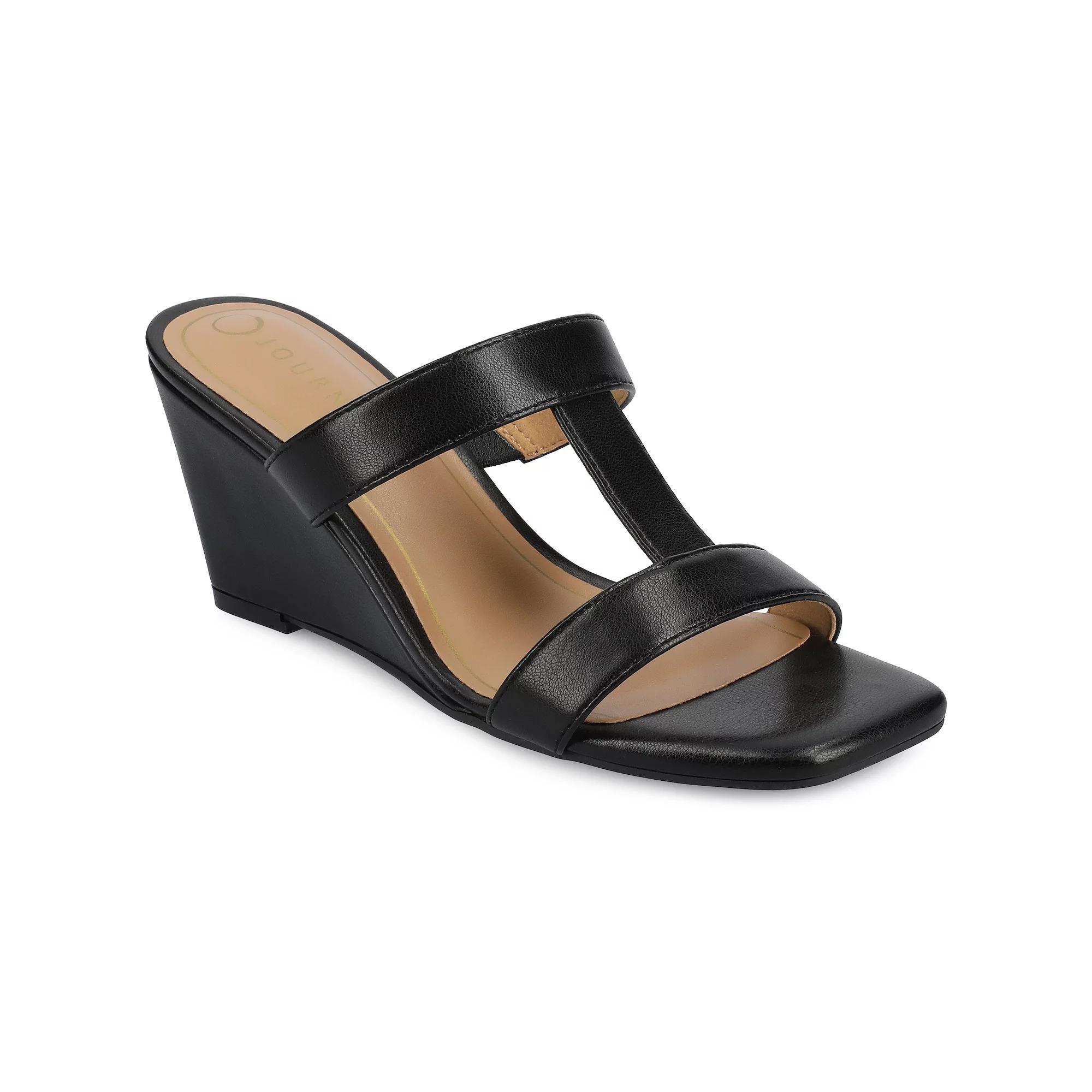 Journee Collection Clodie Women's Slip-On Wedge Sandals, Size: 9, Black Product Image