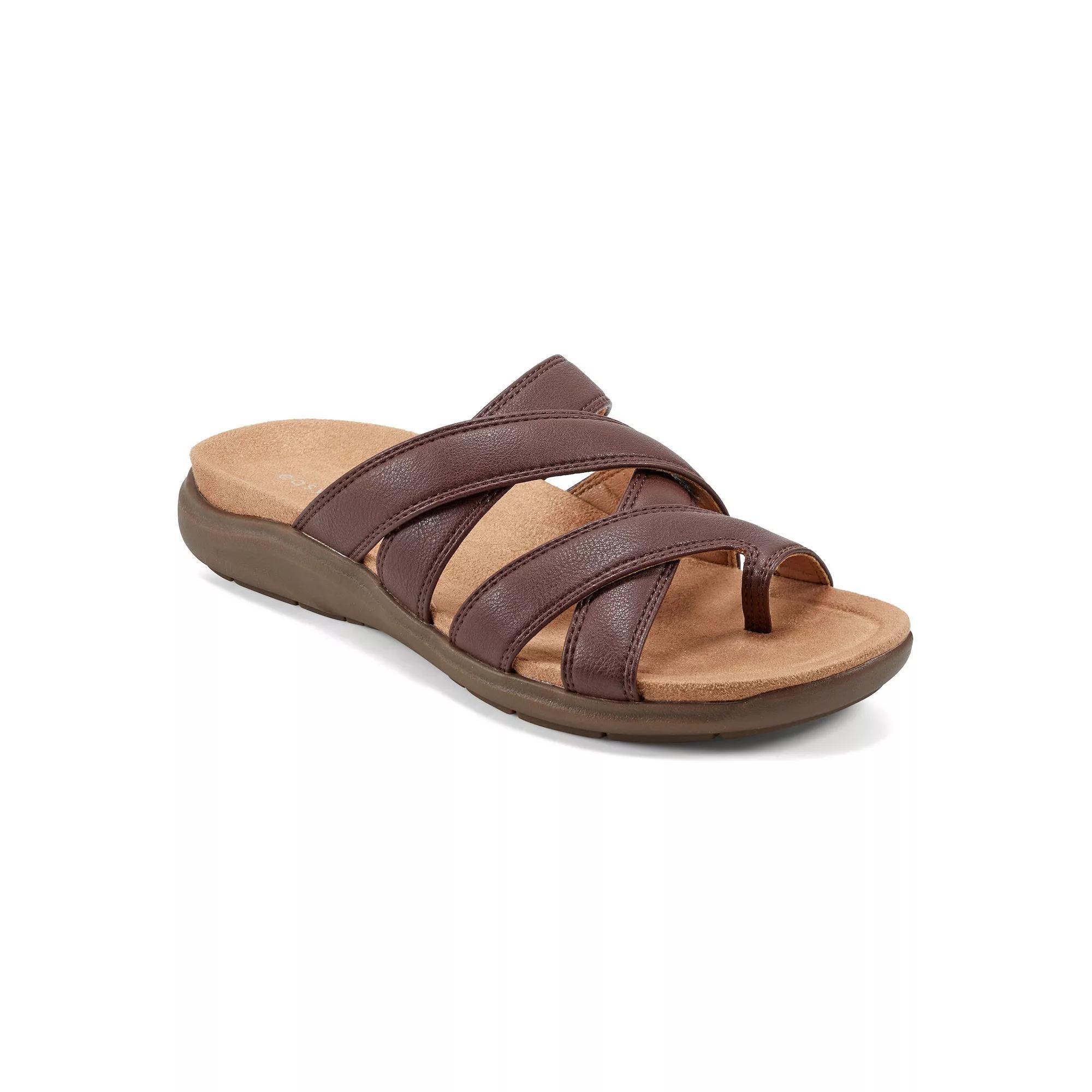 Easy Spirit Women's Westly Strappy Toe Loop Slide Sandals, Size: 6.5, Dark Brown Product Image