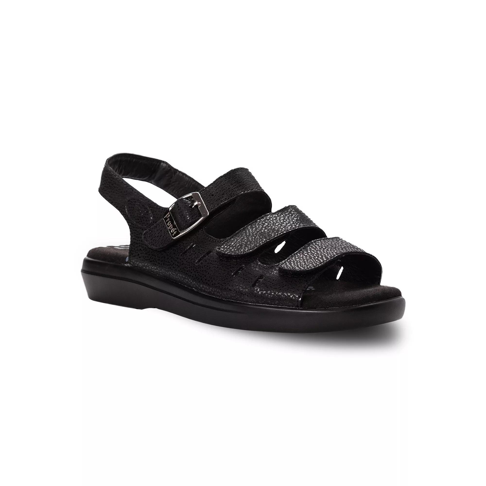 Propet Breeze Women's Leather Slingback Sandals, Size: 7 N, Black Pearl Product Image