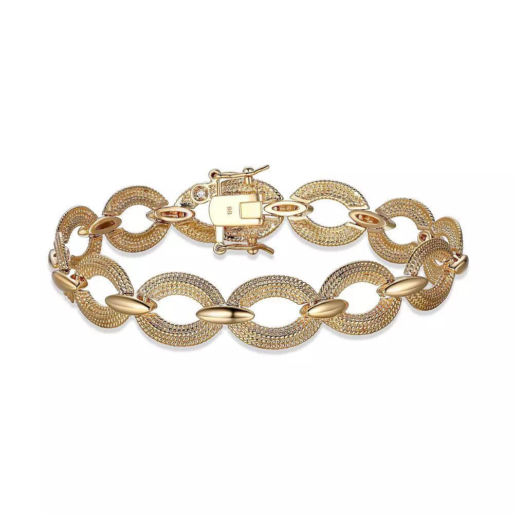 18k Gold Plated Textured Oval Link Bracelet, Women's, Size: 7.5", Gold Tone Product Image