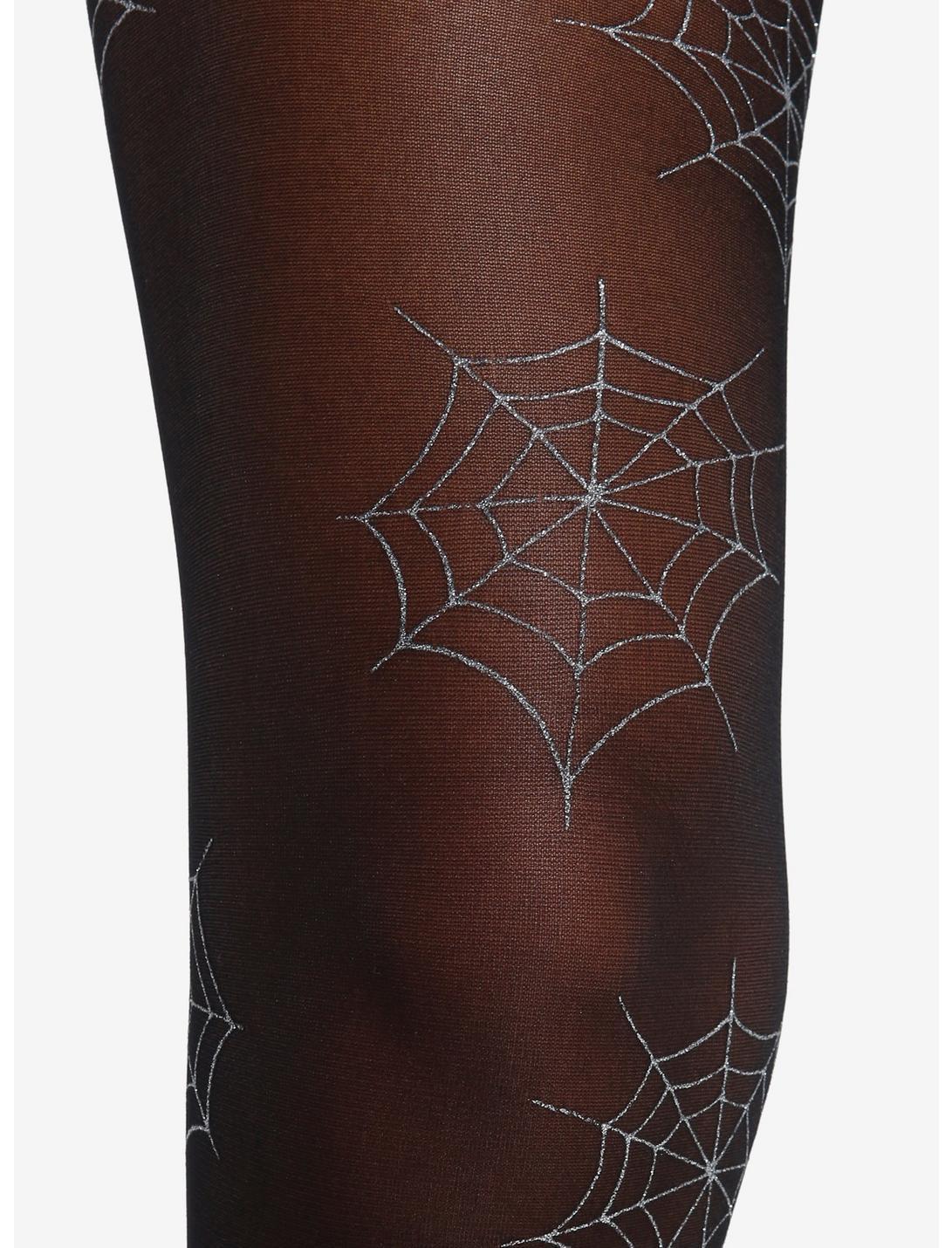 Black Glitter Spiderweb Tights Product Image